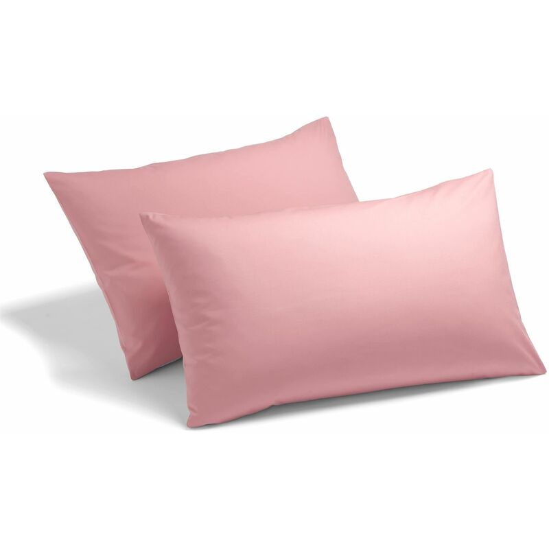 Charlotte Thomas - Poetry Plain Dye 144 Thread Count Combed Yarns Duskey Pink Housewife Pillowcase Pair - Pink