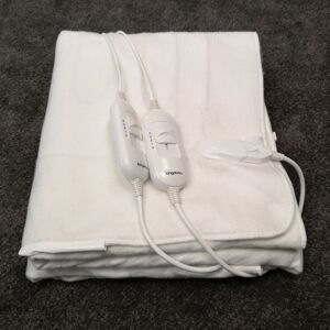 Samuel Alexander - 150cm 2 x 60W King Size White Electric Blanket Throw with Temperature Settings
