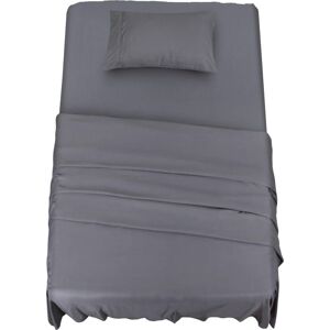 TINOR Bedding Polyester Microfiber Bed Set (3 Pieces, Grey) - 1 Fitted Sheet 90x190cm, 1 Flat Sheet 167x243cm and 1 Pillowcase 50x75cm