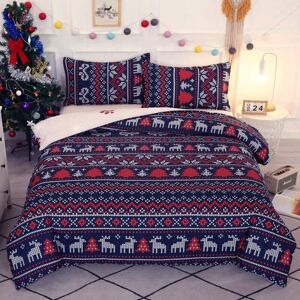 TINOR Christmas Patchwork Pattern Duvet Cover Sets 220x240 cm with 2 x Pillowcases 50x75 cm, Microfiber Bedding Set