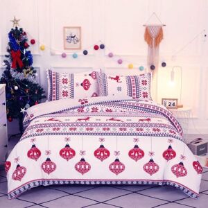 TINOR Christmas Patchwork Pattern Duvet Cover Sets 220x240 cm with 2 x Pillowcases 50x75 cm, Microfiber Bedding Set