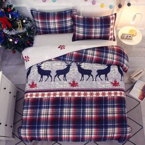 TINOR Christmas Patchwork Pattern Duvet Cover Sets 220x240 cm with 2 x Pillowcases 50x75 cm, Microfiber Bedding Set
