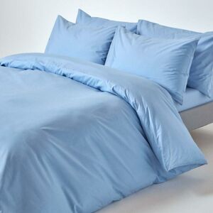 Homescapes - Blue Egyptian Cotton Duvet Cover Set 200 Thread Count, King - Blue