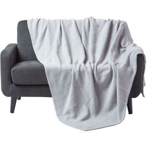 Homescapes - Cotton Halden Chevron Grey Throw, 255 x 360 cm