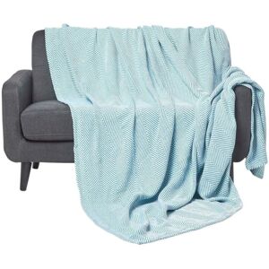 Homescapes - Cotton Halden Chevron Teal Throw, 255 x 360 cm
