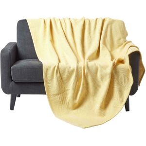 Homescapes - Cotton Halden Chevron Yellow Throw, 225 x 255 cm