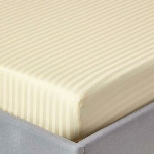 Homescapes - Pastel Yellow Egyptian Cotton Satin Stripe Fitted Sheet 330 Thread Count, Single - Pastel Yellow