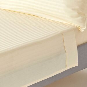 Homescapes - Pastel Yellow Egyptian Cotton Satin Stripe Flat Sheet 330 Thread Count, Single - Pastel Yellow