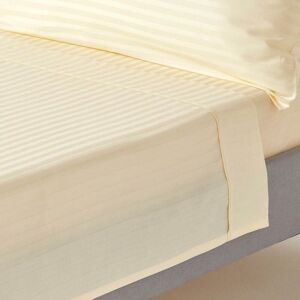 Homescapes - Pastel Yellow Egyptian Cotton Satin Stripe Flat Sheet 330 Thread Count, Super King - Pastel Yellow
