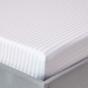 Homescapes - White Egyptian Cotton Satin Stripe Fitted Sheet 330 Thread Count, Single - White