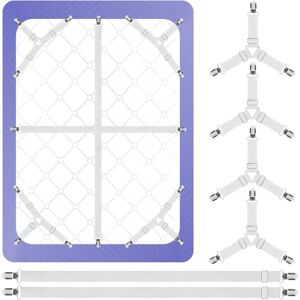 Sollbry - Bed Sheet Holder Straps, 4+2 Pack, 2 Straight Sheet Straps for Middle of Mattress and 4 Triangle Sheet Clips for Corners, Adjustable