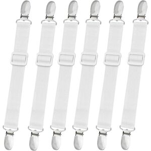 Sollbry - Pack Adjustable Bed Sheet Straps, Bed Sheet Clips, Elastic Fitted Sheet Holder, Fitted Sheet Straps Grippers for Mattress Covers, Sofa