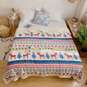 Memkey - 100 x 150 cm checked blanket, double-sided, winter, soft, warm, children's blue Memkey - 100 x 150 cm checked blanket, double-sided, winter, soft, warm, children's blue