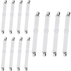 Cyslmuk - 12 Pack Elastic Bed Sheet Holders - Adjustable Elastic Mattress Clips for Fitted Sheets Bed Sheets with Fastener Straps (White) Cyslmuk - 12 Pack Elastic Bed Sheet Holders - Adjustable Elastic Mattress Clips for Fitted Sheets Bed Sheets with Fastener Straps (White)