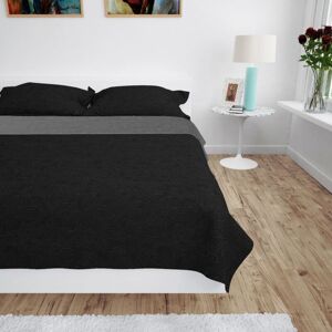 Double-sided Quilted Bedspread 230x260 cm Grey and Black vidaXL Double-sided Quilted Bedspread 230x260 cm Grey and Black vidaXL