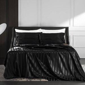 AUTRUCKER 4-Piece Bedding Set - 153 x 203 cm Non-Slip Fitted Sheet + Flat Sheet + 2 Pillowcases - Modern Striped Style AUTRUCKER 4-Piece Bedding Set - 153 x 203 cm Non-Slip Fitted Sheet + Flat Sheet + 2 Pillowcases - Modern Striped Style
