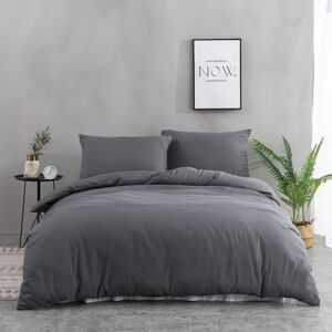 Memkey - 4-piece bedding set: duvet cover 220 x 240 + fitted sheet 180 x 200 x 30 cm with 2 pillowcases 48 x 74 cm, grey, for 2 people, microfiber Memkey - 4-piece bedding set: duvet cover 220 x 240 + fitted sheet 180 x 200 x 30 cm with 2 pillowcases 48 x 74 cm, grey, for 2 people, microfiber