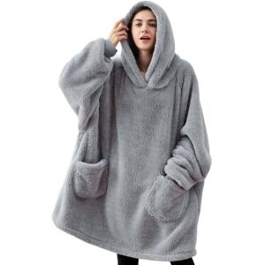 OCXIN Adult Plaid Fleece Hoodie With Sleeve Women Men Hooded Blanket With Sleeves Portable Pockets, Plaid Sweater Blanket Sofa TV Winter, 95x85cm Gray OCXIN Adult Plaid Fleece Hoodie With Sleeve Women Men Hooded Blanket With Sleeves Portable Pockets, Plaid Sweater Blanket Sofa TV Winter, 95x85cm Gray