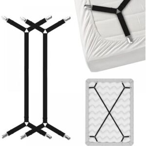 MCBOSON Bed Sheet Straps Suspenders Garters - Criss Cross Bed Sheet Fasteners - Black (2 Straps) MCBOSON Bed Sheet Straps Suspenders Garters - Criss Cross Bed Sheet Fasteners - Black (2 Straps)