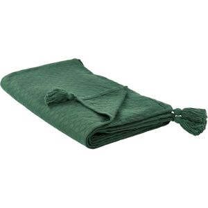 Beliani Bedspread Green Cotton 150 x 200 cm with Tassels - Bedspread Beliani Bedspread Green Cotton 150 x 200 cm with Tassels - Bedspread