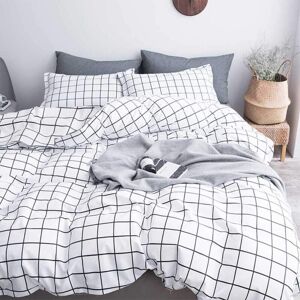 BEIJIYI Black and White Checked Duvet Cover 180x200 + 2 Pillowcases 50x74 cm - Printed Checked Bedding Set with Zipper Closure BEIJIYI Black and White Checked Duvet Cover 180x200 + 2 Pillowcases 50x74 cm - Printed Checked Bedding Set with Zipper Closure