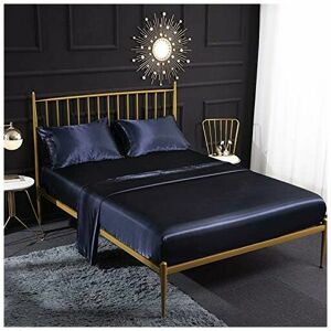 Hoopzi - Cream Silk Satin 4 Piece Bedding Set with Fitted Sheet, Flat Sheet, Pillowcase, Breathable, Soft and Comfortable for Double Bed, (Royal Hoopzi - Cream Silk Satin 4 Piece Bedding Set with Fitted Sheet, Flat Sheet, Pillowcase, Breathable, Soft and Comfortable for Double Bed, (Royal