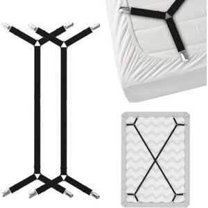 MCBOSON Criss-Cross Bed Sheet Holder Straps - Black 2pcs Bed Sheet Straps Keep Fitted or Flat Sheet in Place - for Twin Queen King Mattress Supports Elastic MCBOSON Criss-Cross Bed Sheet Holder Straps - Black 2pcs Bed Sheet Straps Keep Fitted or Flat Sheet in Place - for Twin Queen King Mattress Supports Elastic