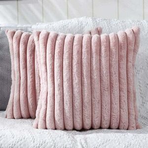 Linghhang - Cushion and Pillow Cover Set of 2 45 x 45 cm Decorative Plush Faux Fur Throw Pillow Covers Fuzzy Striped Soft Pillowcase Cushion Covers Linghhang - Cushion and Pillow Cover Set of 2 45 x 45 cm Decorative Plush Faux Fur Throw Pillow Covers Fuzzy Striped Soft Pillowcase Cushion Covers