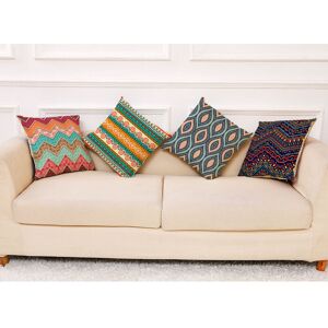 Linghhang - Cushion Covers 45 x 45 cm Bohemian Geometric Set of 4 Pillowcase Cotton Linen Colorful Vintage Ethnic Style Decorative Pillow Cover for Linghhang - Cushion Covers 45 x 45 cm Bohemian Geometric Set of 4 Pillowcase Cotton Linen Colorful Vintage Ethnic Style Decorative Pillow Cover for