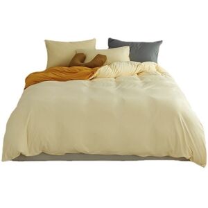 ANPVIZ Fitted sheet duvet cover 220x240 Double bed set in cream and yellow microfiber with zipper, reversible duvet cover set for adults with 2 pillowcases ANPVIZ Fitted sheet duvet cover 220x240 Double bed set in cream and yellow microfiber with zipper, reversible duvet cover set for adults with 2 pillowcases