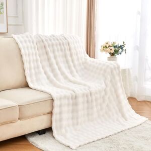Mumu - Fluffy Flannel Blanket, White Faux Fur Throw, Super Soft Warm Large Blanket for Bed, Sofa, Car, 130 x 150cm Mumu - Fluffy Flannel Blanket, White Faux Fur Throw, Super Soft Warm Large Blanket for Bed, Sofa, Car, 130 x 150cm