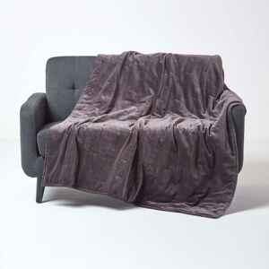 Homescapes Dark Grey Velvet Throw - Luxury Cotton Bed Blanket Homescapes Dark Grey Velvet Throw - Luxury Cotton Bed Blanket