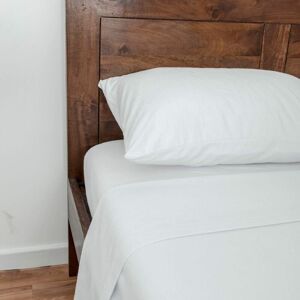HOMESCAPES White Luxury Brushed Cotton Flannelette Flat Sheet 100% Cotton, Single HOMESCAPES White Luxury Brushed Cotton Flannelette Flat Sheet 100% Cotton, Single