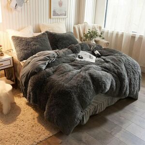 Ezysleep Grey Faux Fur Duvet Cover Set Ezysleep Grey Faux Fur Duvet Cover Set