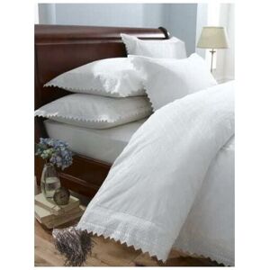 Portfolio Home - Luxury Percale Embroidered Duvet Cover Set - Balmoral - Double White Portfolio Home - Luxury Percale Embroidered Duvet Cover Set - Balmoral - Double White