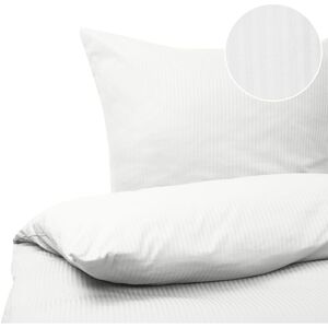 Beliani Duvet Cover Set White Striped Sateen Cotton 155 x 220 cm - Duvet Cover Set Beliani Duvet Cover Set White Striped Sateen Cotton 155 x 220 cm - Duvet Cover Set