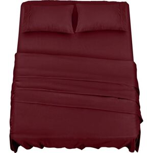 SNQ Polyester Microfiber Bedding Set (4 pieces, Burgundy) - 1 Fitted Sheet 150x200cm, 1 Flat Sheet 266x259cm and 2 Pillowcases 50x75cm SNQ Polyester Microfiber Bedding Set (4 pieces, Burgundy) - 1 Fitted Sheet 150x200cm, 1 Flat Sheet 266x259cm and 2 Pillowcases 50x75cm