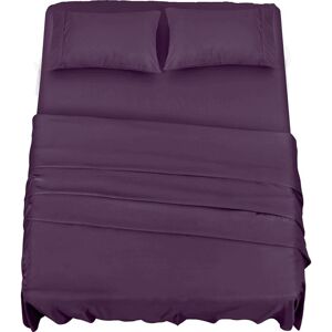 WOIYIC Polyester Microfiber Bedding Set (4 Pieces, Purple) - 1 Fitted Sheet 150x200cm, 1 Flat Sheet 266x259cm and 2 Pillowcases 50x75cm WOIYIC Polyester Microfiber Bedding Set (4 Pieces, Purple) - 1 Fitted Sheet 150x200cm, 1 Flat Sheet 266x259cm and 2 Pillowcases 50x75cm
