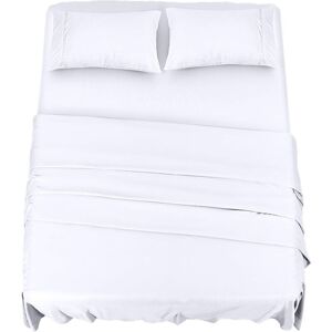 MEMKEY Polyester microfiber bedding set (4 pieces, white) - 1 fitted sheet 150 x 200 cm, 1 flat sheet 266 x 259 cm and 2 pillowcases 50 x 75 cm MEMKEY Polyester microfiber bedding set (4 pieces, white) - 1 fitted sheet 150 x 200 cm, 1 flat sheet 266 x 259 cm and 2 pillowcases 50 x 75 cm