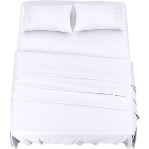 SNQ Polyester Microfiber Bedding Set (4 pieces, White) - 1 Fitted Sheet 150x200cm, 1 Flat Sheet 266x259cm and 2 Pillowcases 50x75cm SNQ Polyester Microfiber Bedding Set (4 pieces, White) - 1 Fitted Sheet 150x200cm, 1 Flat Sheet 266x259cm and 2 Pillowcases 50x75cm