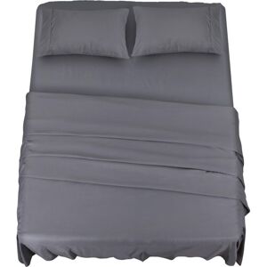 MEMKEY Polyester Microfiber Bed Sheet Set (4-Piece, Grey) - 1 Fitted Sheet 150 x 200 cm, 1 Flat Sheet 228 x 259 cm and 2 Pillowcases 50 x 75 cm MEMKEY Polyester Microfiber Bed Sheet Set (4-Piece, Grey) - 1 Fitted Sheet 150 x 200 cm, 1 Flat Sheet 228 x 259 cm and 2 Pillowcases 50 x 75 cm