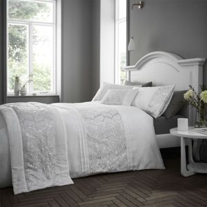 Portfolio Home - Rouen Embellished Sequens Geometric White King Soft Easy Care Bed Linen Bedding Duvet Cover Quilt Set With Pillow Cases Portfolio Home - Rouen Embellished Sequens Geometric White King Soft Easy Care Bed Linen Bedding Duvet Cover Quilt Set With Pillow Cases