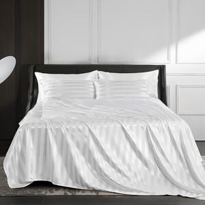 AUTRUCKER Premium 4-Piece Bedding Set - 153 x 203 cm Elastic Fitted Sheet + Flat Sheet + 2 Pillowcases - Elegant Striped Pattern AUTRUCKER Premium 4-Piece Bedding Set - 153 x 203 cm Elastic Fitted Sheet + Flat Sheet + 2 Pillowcases - Elegant Striped Pattern