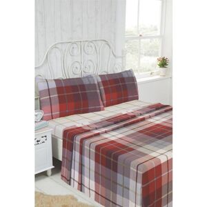 Rapport Home - Lomond Flannelette Sheet Set King Brushed Cotton Fitted + Flat + Pillowcases Red Rapport Home - Lomond Flannelette Sheet Set King Brushed Cotton Fitted + Flat + Pillowcases Red