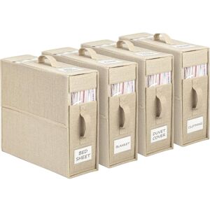 TEHTUY Set of 4 Bed Sheet Storage Bags, Foldable Organizers for Bedding and Blankets, Suitable for King & Queen Size Beds, Beige TEHTUY Set of 4 Bed Sheet Storage Bags, Foldable Organizers for Bedding and Blankets, Suitable for King & Queen Size Beds, Beige