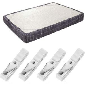 TEHTUY (Set of 4 short white) Bed sheet support straps - Adjustable fitted sheet clips Bed sheet fastening straps Elastic clip support used for bed sheets, TEHTUY (Set of 4 short white) Bed sheet support straps - Adjustable fitted sheet clips Bed sheet fastening straps Elastic clip support used for bed sheets,