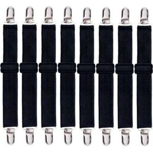 Set of 8 bed sheet straps, adjustable fitted sheet strap clips, heavy-duty bed sheet clip holder for bed sheets, mattress covers, sofa. Set of 8 bed sheet straps, adjustable fitted sheet strap clips, heavy-duty bed sheet clip holder for bed sheets, mattress covers, sofa.