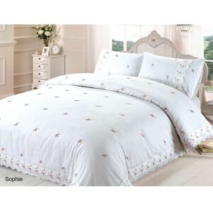 Rapport Home - Sophie Duvet Quilt Cover Floral Lace Trim Embroidered Bed Set, Polyester-Cotton, White, Super King Rapport Home - Sophie Duvet Quilt Cover Floral Lace Trim Embroidered Bed Set, Polyester-Cotton, White, Super King