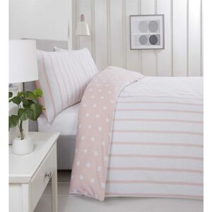 RAPPORT HOME Spots And Stripes Duvet Quilt Cover Bedding Bed Set 180 TC Brushed Microfibre Single Pink RAPPORT HOME Spots And Stripes Duvet Quilt Cover Bedding Bed Set 180 TC Brushed Microfibre Single Pink