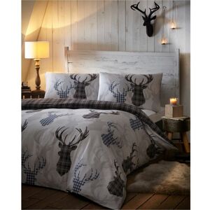 Portfolio Home - Tartan Check Stag Reindeer King Size Duvet Cover Set Bedding Set Grey/Black Portfolio Home - Tartan Check Stag Reindeer King Size Duvet Cover Set Bedding Set Grey/Black